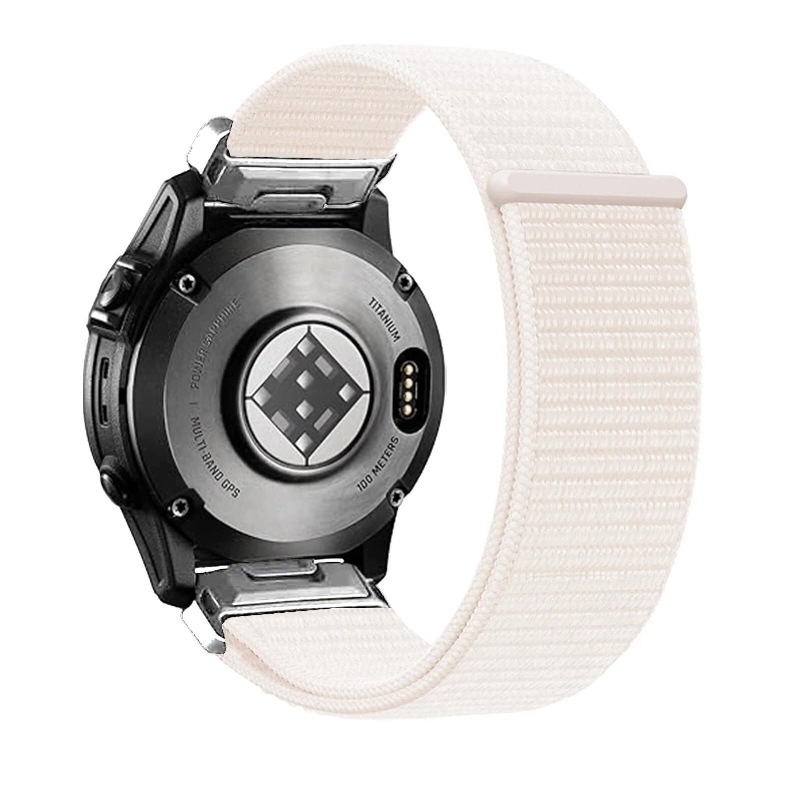 EKINGEEK 22mm Quickfit Nylon Watch Strap for Garmin Fenix 6/6 Pro/7/7 Pro/8 47mm, Soft Hook and Loop Replacement Sport Band for Epix Pro Gen 2 47mm, Forerunner 965/955/945 White (Silver) — image 1