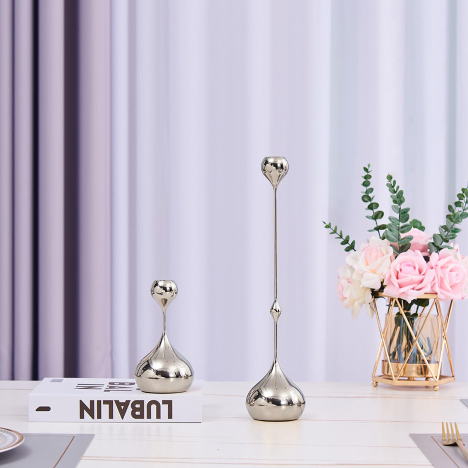 Portacandele Conici in Metallo per centrotavola per Matrimoni, Decorazioni Natalizie, centrotavola per la casa, centrotavola per Matrimoni, Feste Natale
