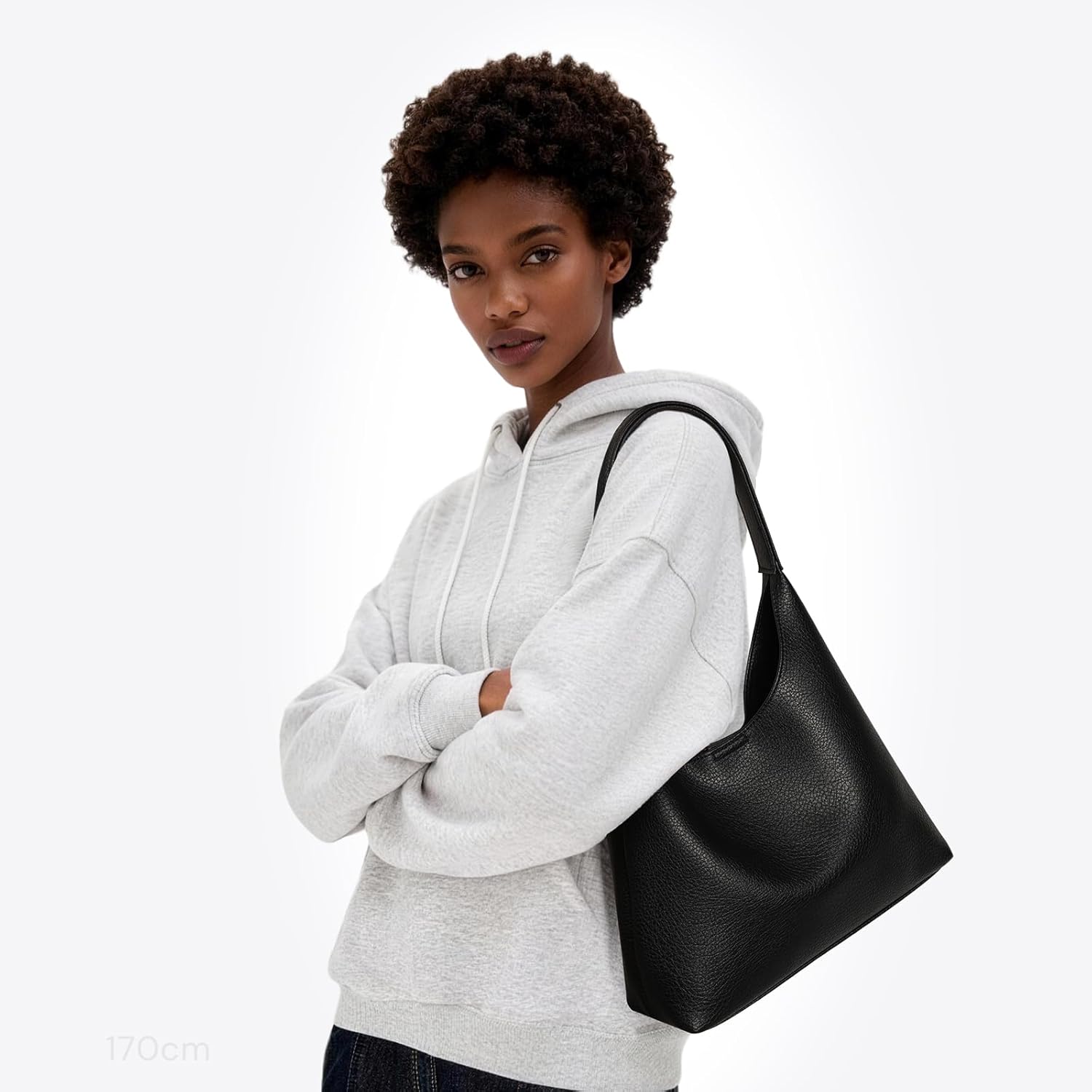 Shoulder Bag for Women, Slouchy Hobo Purse, Soft Vegan Leather Hobo Bag Handbag, Trendy Everyday Tote Style, 11'' (28cm) - Image 2