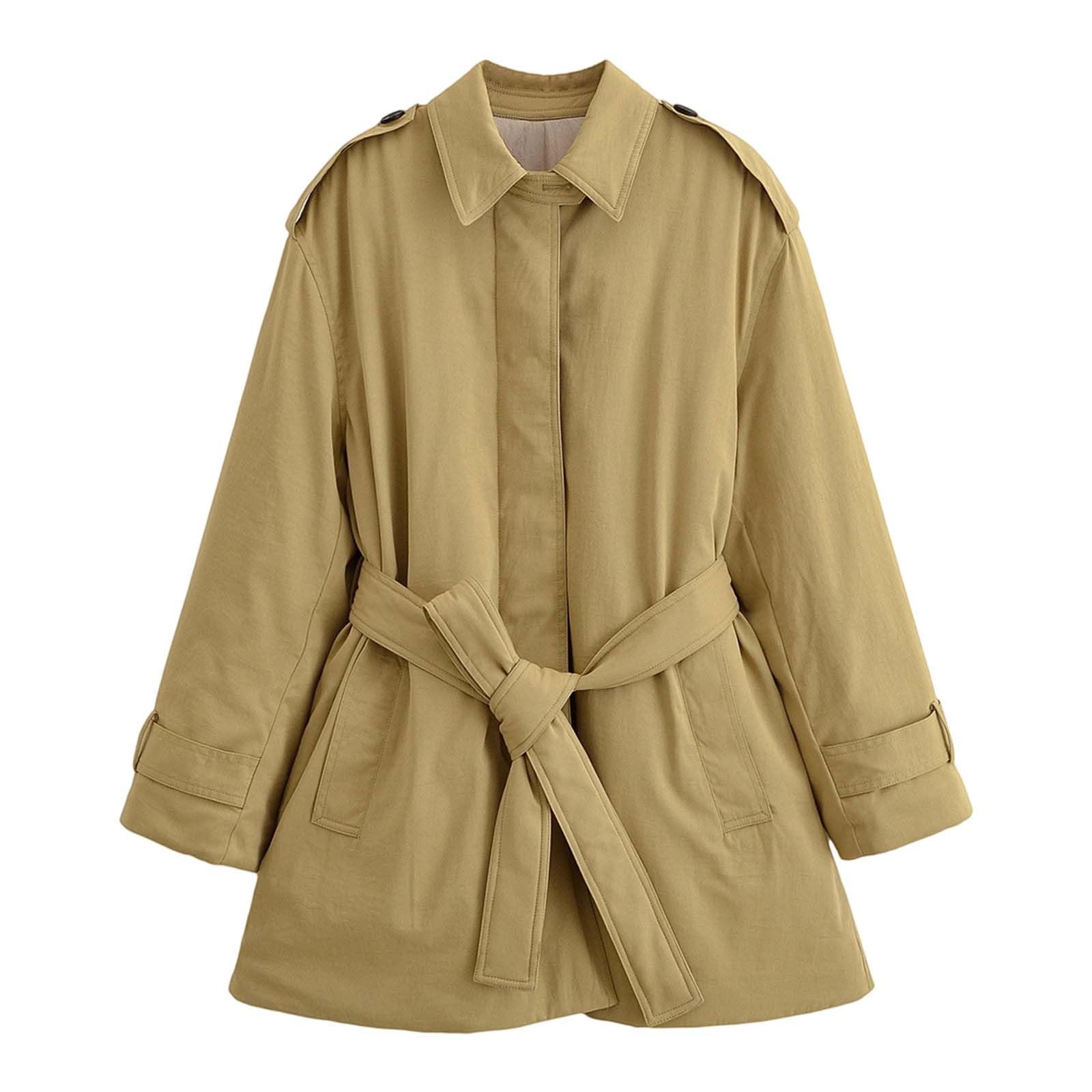 Chaqueta Mujer Abrigo Entretiempo Invierno Cazadora Plumiferos，Abrigo ajustado femenino con cinturón capucha desmontable corte ceñido reversible chaqueta acolchada sintética resistente al para invier