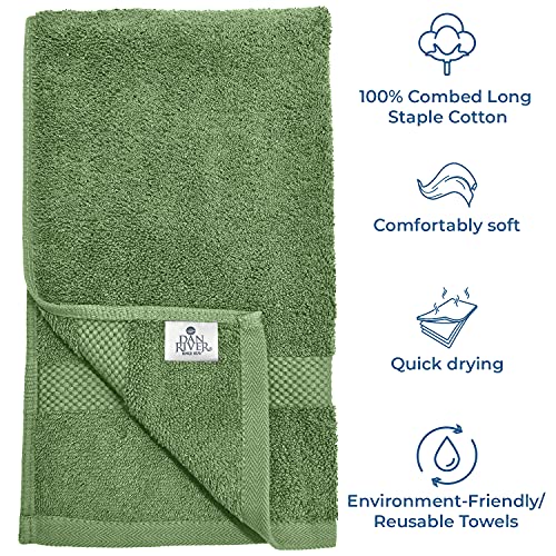 Image of DAN RIVER Luxury Hand Towel - Soft, Absorbent, Quick-Drying, Premium Cotton Towel, Perfect for Everyday Use, 16x28 Inches - Sage Green