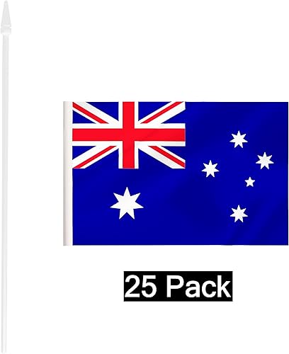 Miniatura 6 de Paquete de 25 mini banderas de Venezuela, bandera venezolana pequeña en miniatura con poste blanco sólido de 12 pulgadas, bandera de 5 x 8 pulgadas,