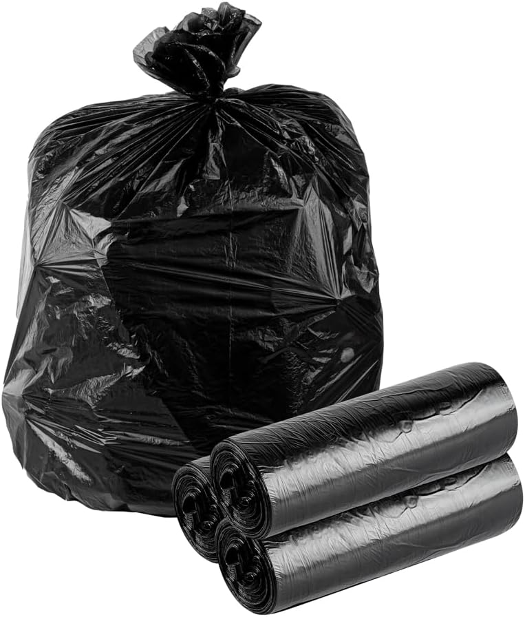 Restaurantware RW Clean 13 Gallon Trash Bags 1000 Light-Duty Garbage Can Liners - Fits 12-16 Gallon Trash Cans Stretchable Black Plastic Bin Liners With Star Seal Bottom