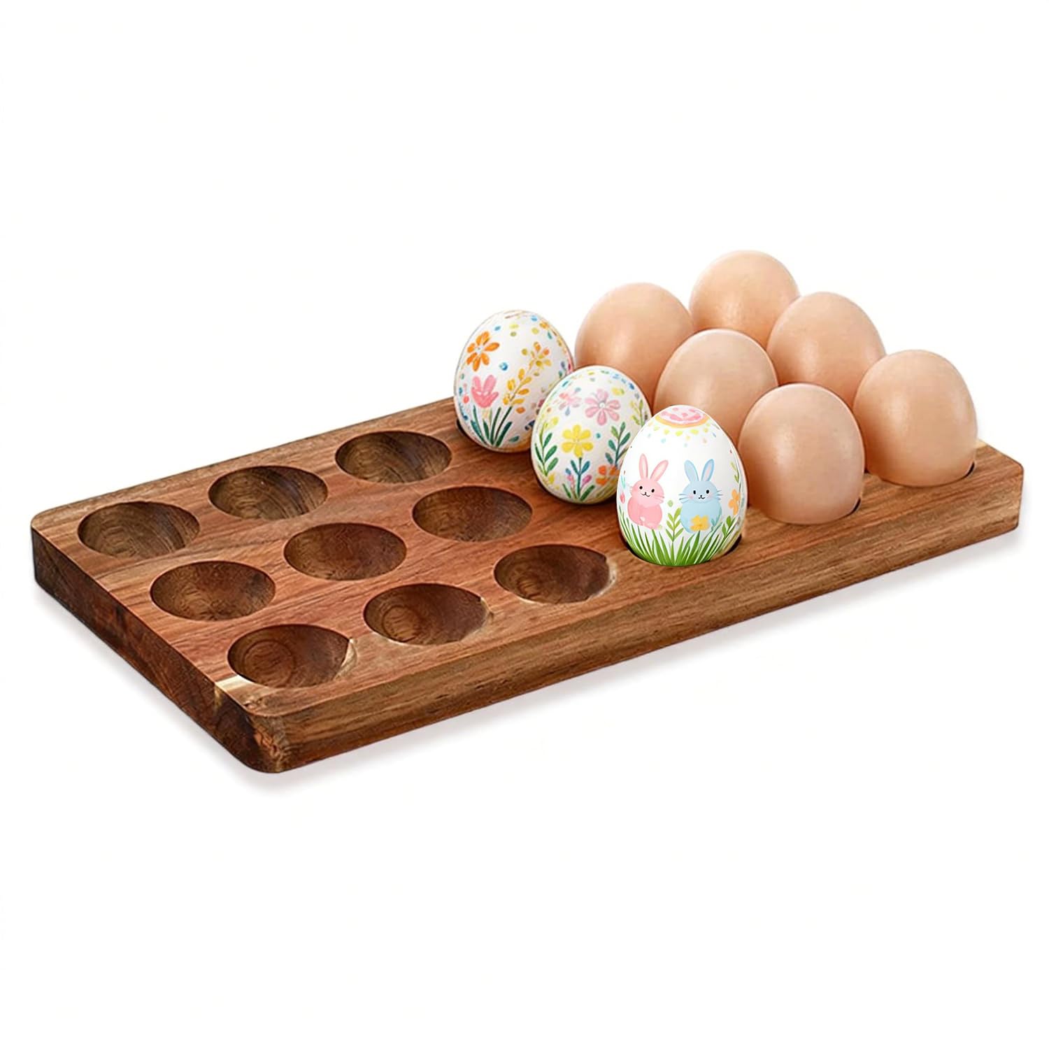 egg2008年12冊セット Amazon.com: Acacia Wood Egg Holder for 18 Eggs, Rustic Countertop