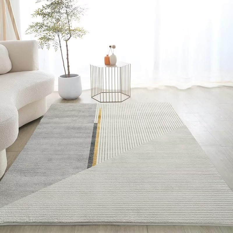 Tappeto Salotto 100 x 160 cm Tappeto Antiscivolo Lavabile in lavatrice Tappeti Home Decor per Soggiorno Cucina Sala da pranzo Linee geometriche moderne grigio giallo