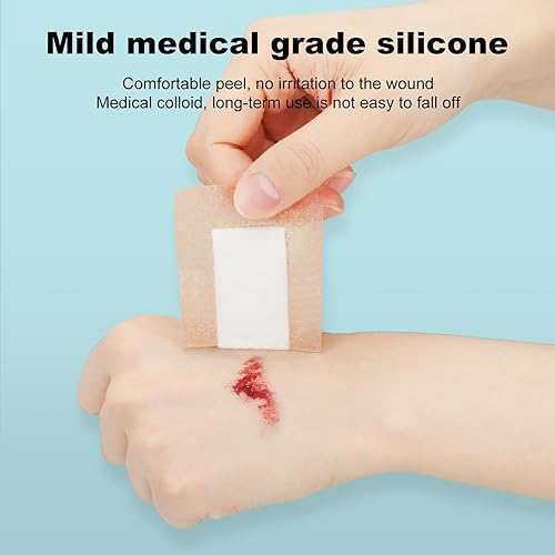 Miniatura 3 de Apósito de espuma de silicona de 2 x 4 con borde suave, apósito súper absorbente para heridas, parches para úlceras de cama, vendajes de silicona