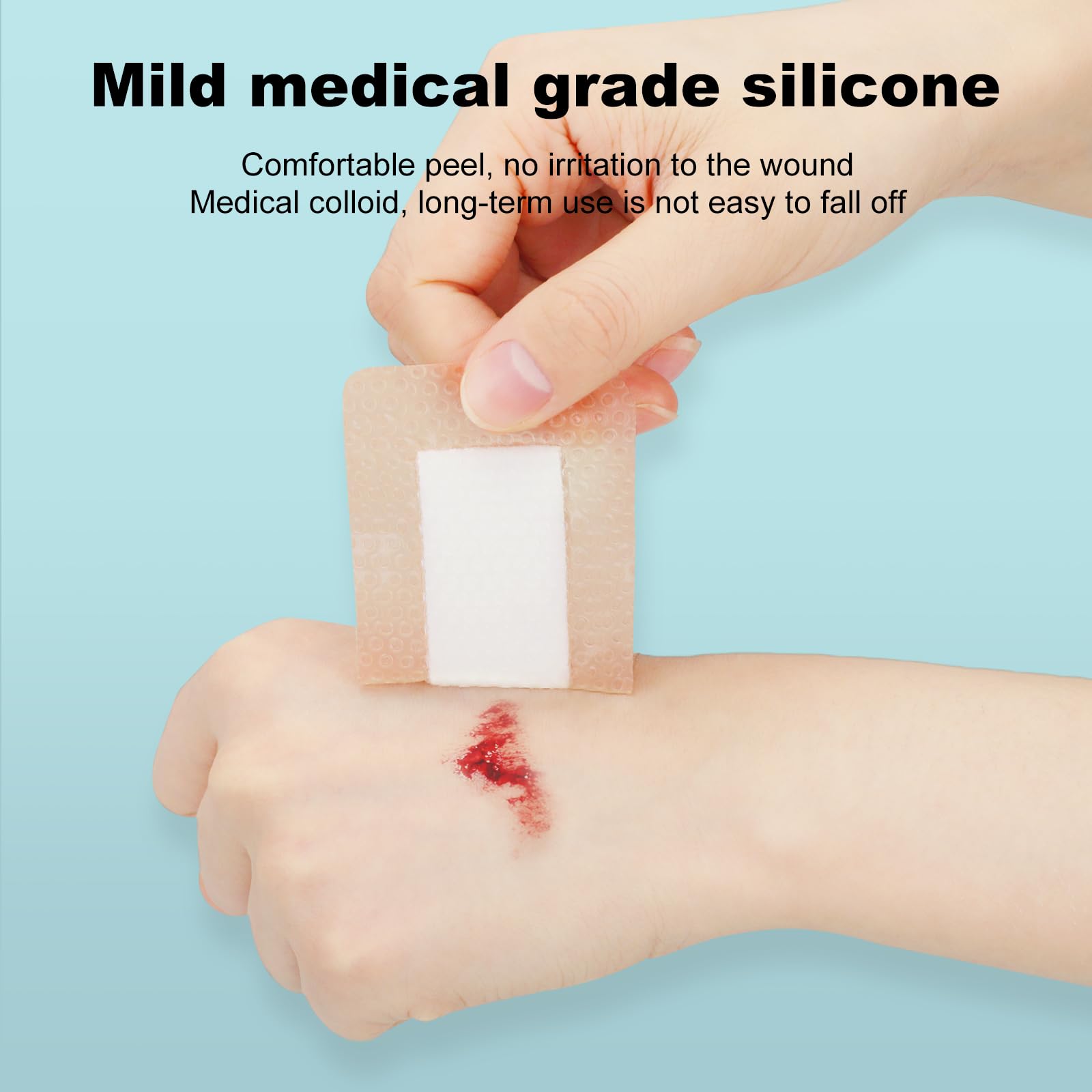 30 Pcs Silicone Foam Dressing 2x4 Gentle Border, Super Absorbent Wound Dressing, Bed Sore Patches, Waterproof Silicone Bandages for Wounds Care, Self Adhesive Pressure Sore Pads — Amazon image 3