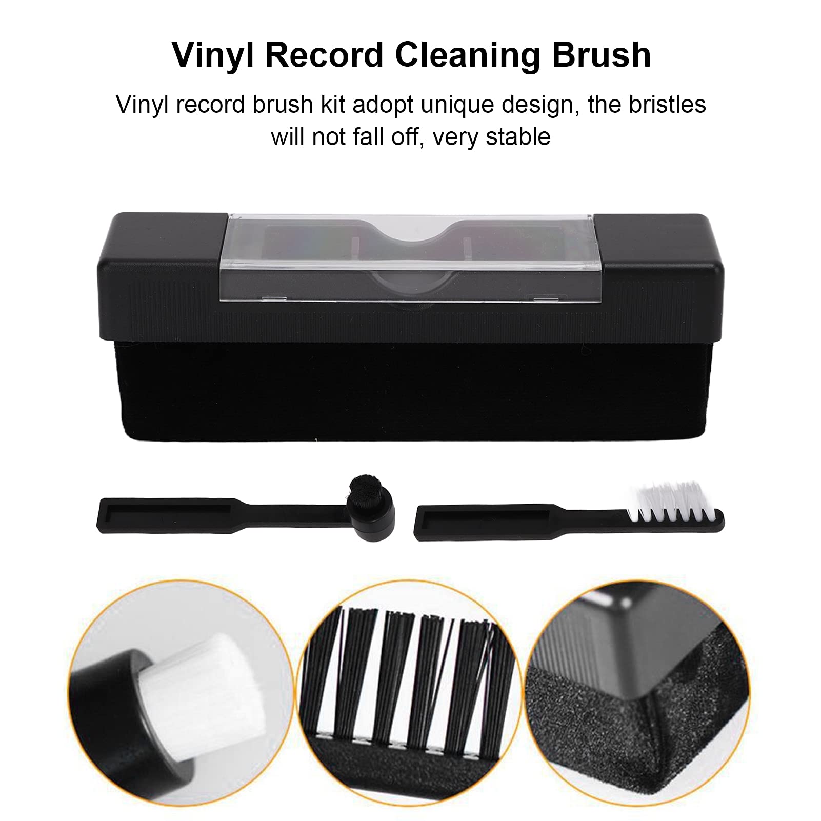 Produktbild von Tomotato Schallplatten Reinigungsset - Antistatische Vinyl Bürste Mit Kohlefaser - 125x30x45mm