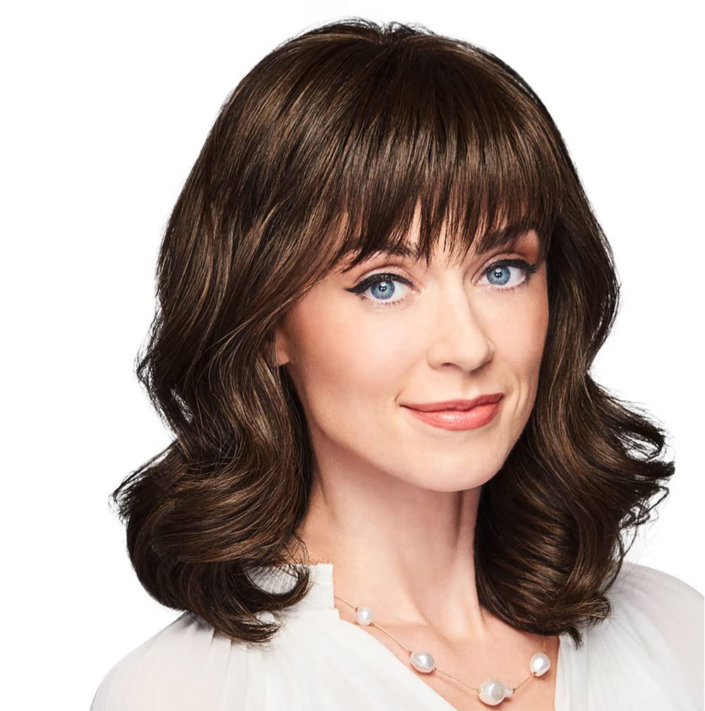 GABOR Ambitious Essential Collection Wig Cap, Mid-Length With Soft Bangs and Beachy Wave by Hairuwear, Black