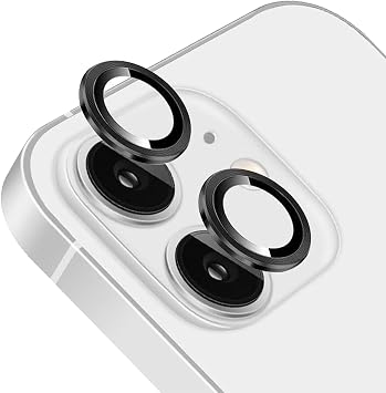 Ehr. iPhone 11/12 Kamera Lens Koruyucu Al minyum  er eveli Tek Lens Temperli Cam, Ultra  nce  izilmeye Dayan kl  Metal Lens Koruma, iPhone 11/12 K l f Uyumlu Kamera Koruyucu-Siyah