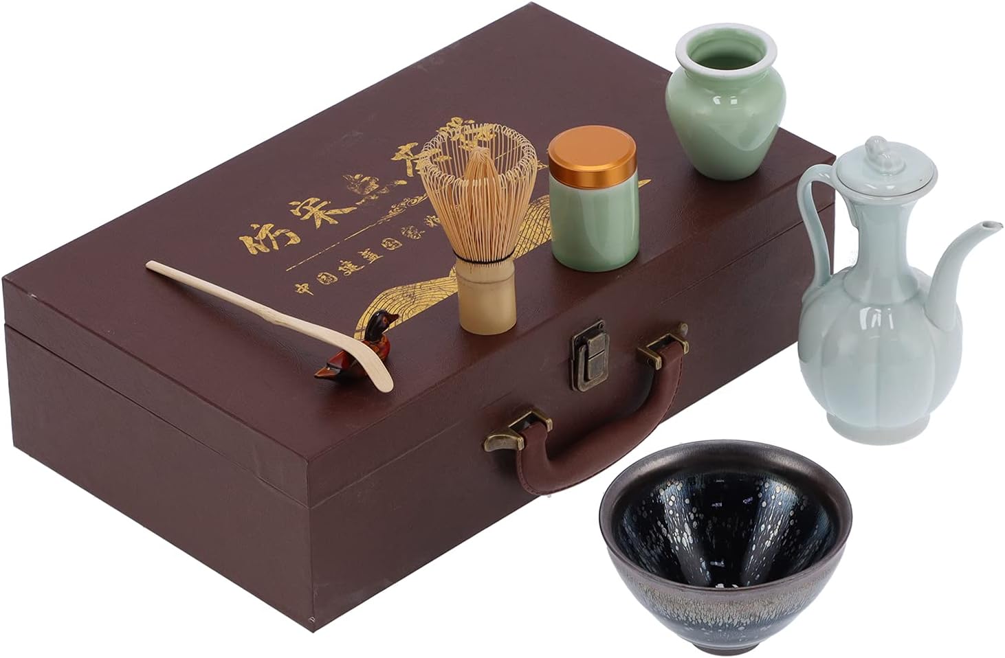 Matcha Tea Tool Set - Traditional Ceramic and Matcha Set with Whisk, Bowl, Scoop, and Tea Caddy - for Tea Ceremony Enthusiasts (#1)