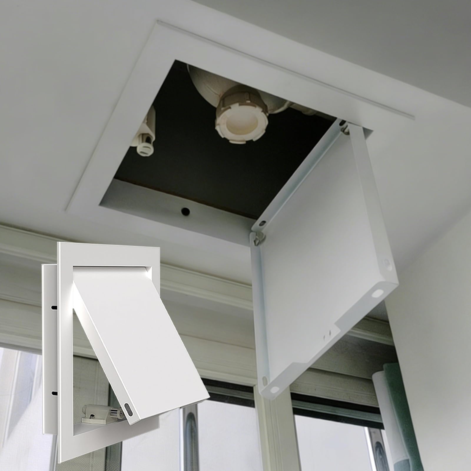 Trampilla Pladur Tapa de Acceso al Ático en el Techo, Trampilla Magnética de Inspección de Paneles de Yeso, Tapa de Acceso a Servicios con Marco de Aluminio para Techo/Pared