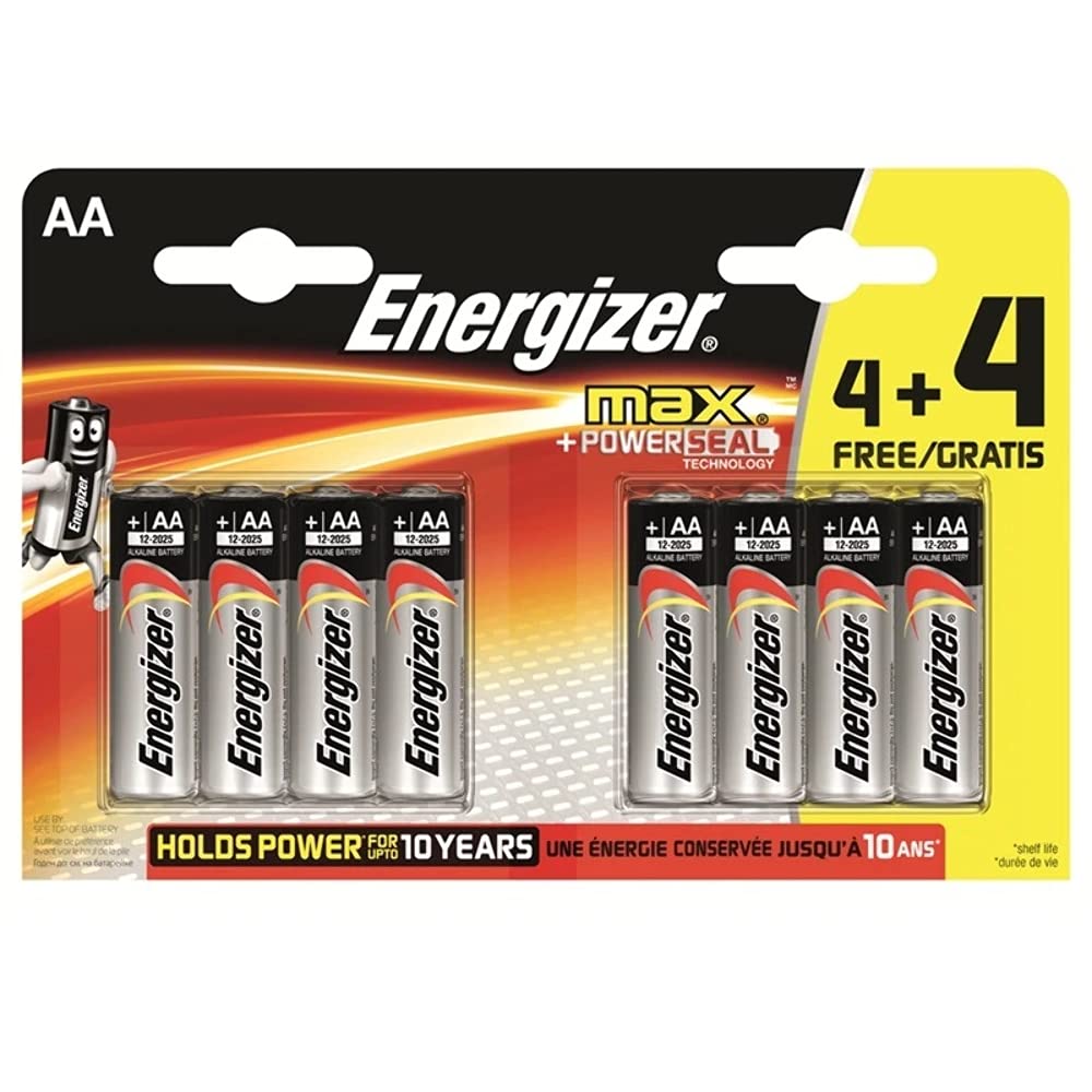 Energizer 632857 Max Aa Alkaline 4+4 Batteries, 1.5 V