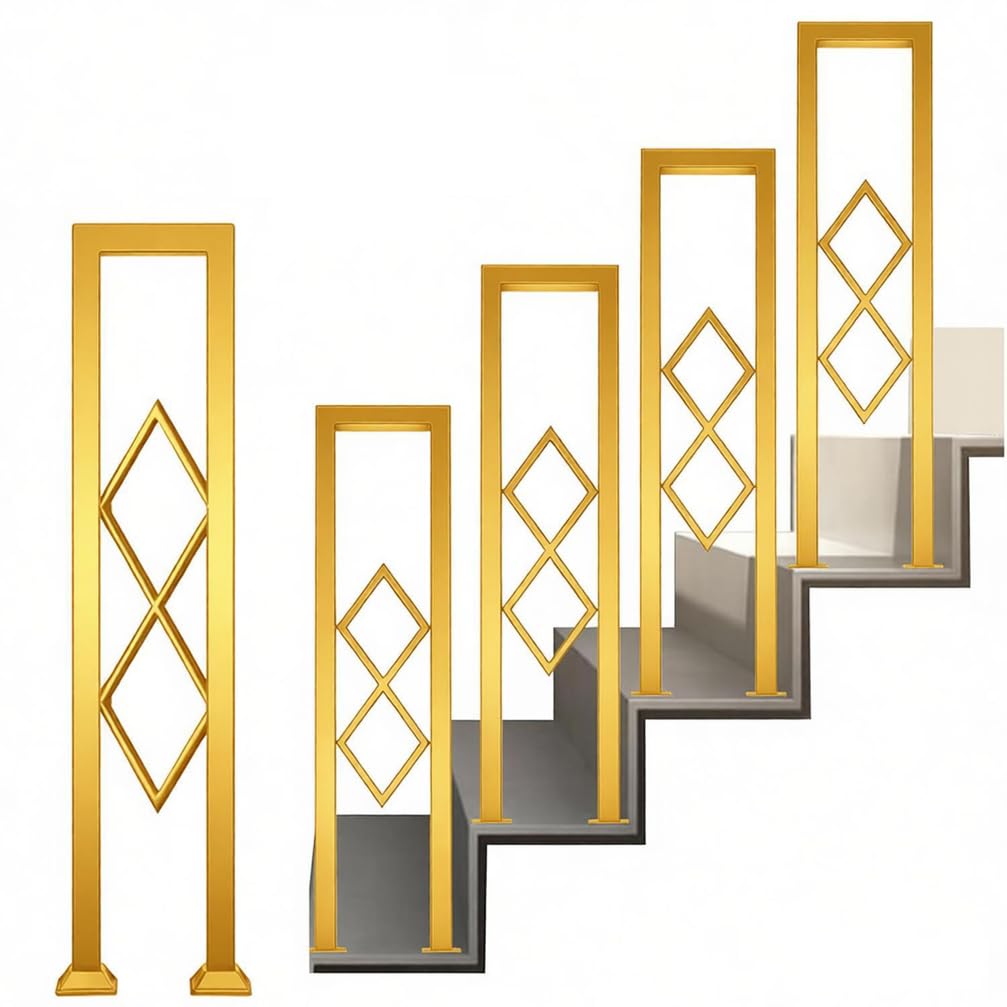Rambarde escalier U or en métal noble pour perron et intérieur