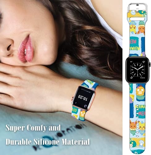 Miniatura 4 de Compatible con Apple Watch Band Pikacu Mermaid Fish de 1.92 pulgadas, 1.81 pulgadas, 1.77 pulgadas, 1.73 pulgadas, 1.65 pulgadas (serie 3, 2, 1),