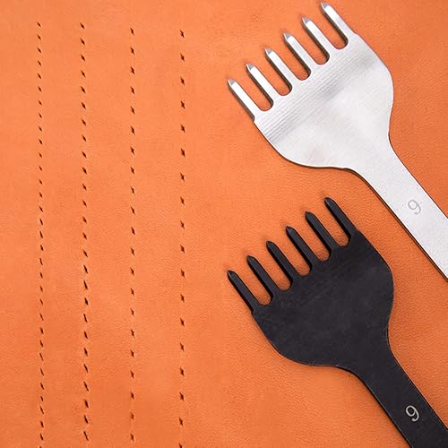 Miniatura 4 de WUTA Herramienta de perforación de agujero de cuero, punzón de agujero de hierro de 0.236 pulgadas, 1246 puntas, cordón de dientes de diamante,