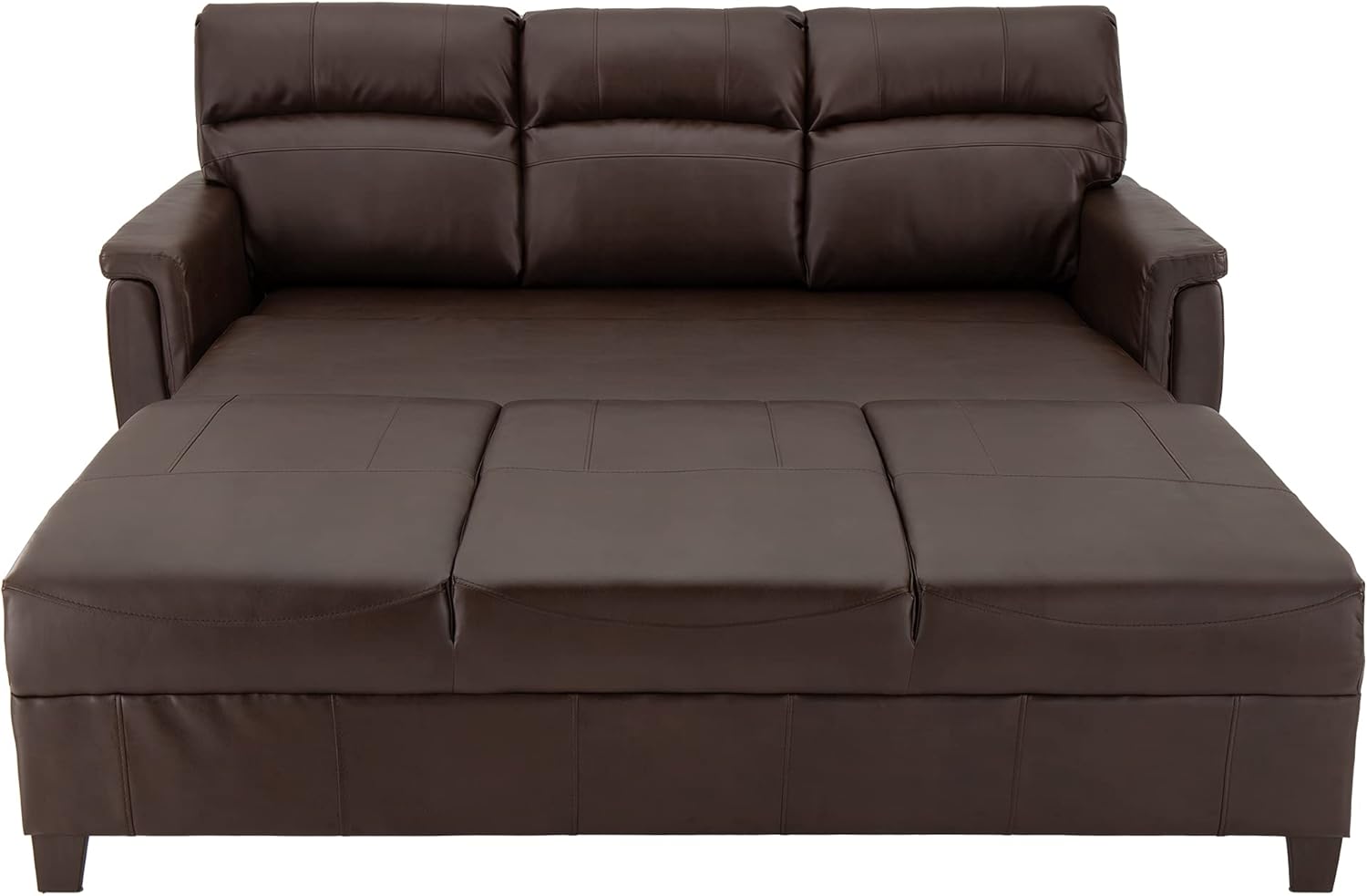 RecPro RV Trifold 78" Sofa Bed Loveseat in Mahogany | Sleeper Sofa | Suprima Leather | RV Furniture
