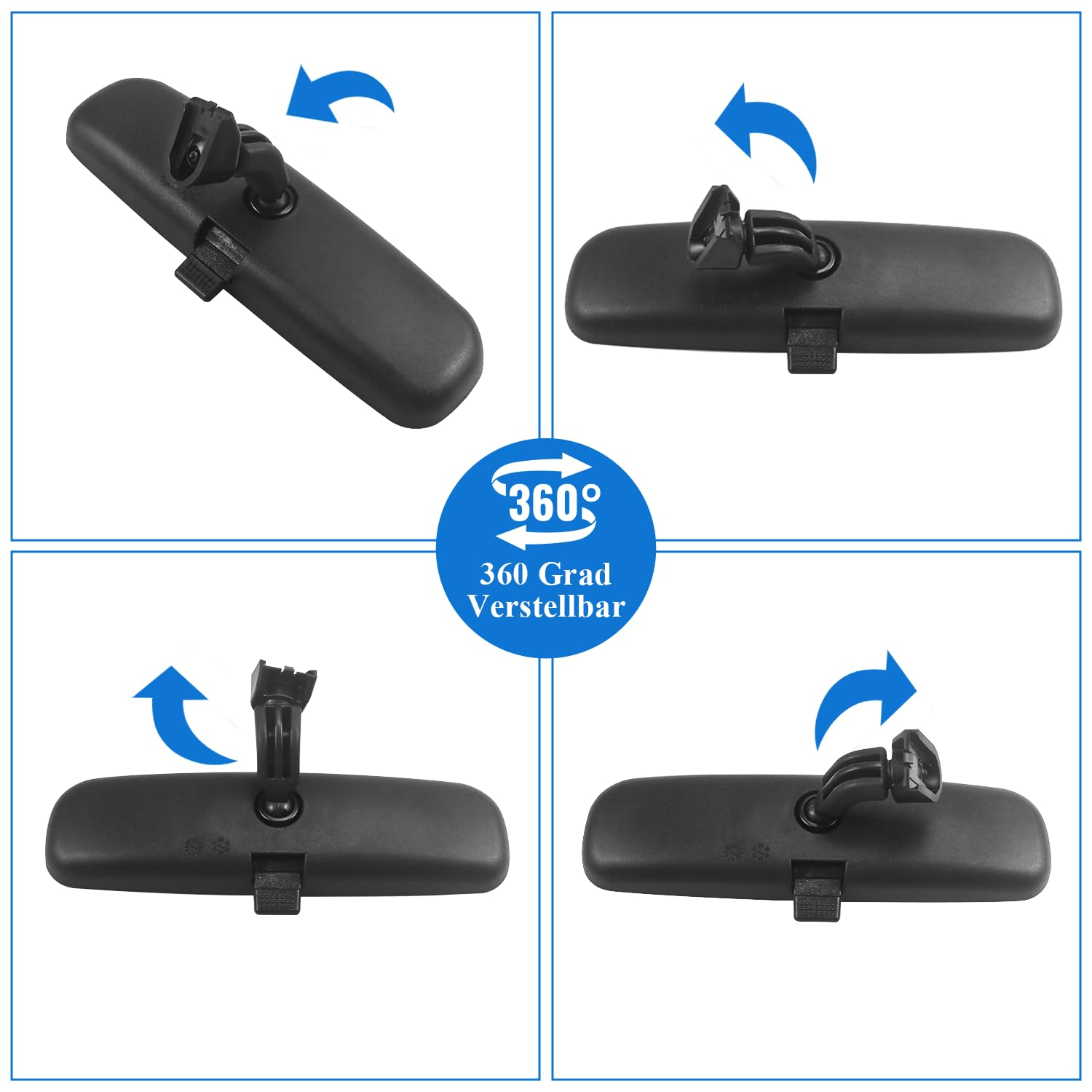 Wewnętrzne lusterko wsteczne zamiennik do Ford Fiesta MK5 2003-2008 / Mondeo MK3 2001-2007 / Focus MK1 1998-2005, lusterko wsteczne samochodowe lusterko wsteczne ze szkła, czarne 4982463, 1070225