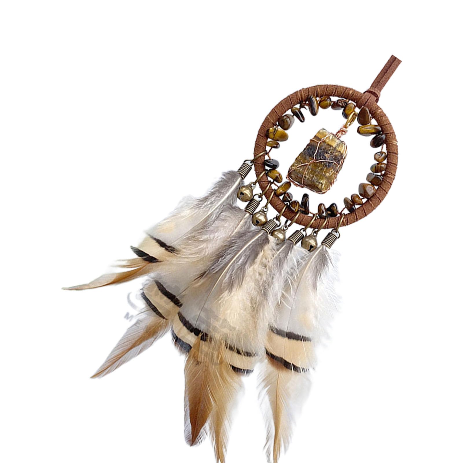 Ethnic Natural Stone Bells Dreamcatchers Wall Art Feathered Tassels Wall Hanging Ornament Car Hangers Decors Ethnic Art Craft