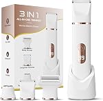 Tondeuse Électrique pour Bikini pour Femmes - Tiovara Rasoir Électrique Indolore, Rasoirs Électriques Sans Fil Étanches IPX7 pour Épilation des Poils Pubiens avec Station de Charge USB pour Bikini, Aisselles, Jambes, Bras, Corps, Visage, Peau Soie