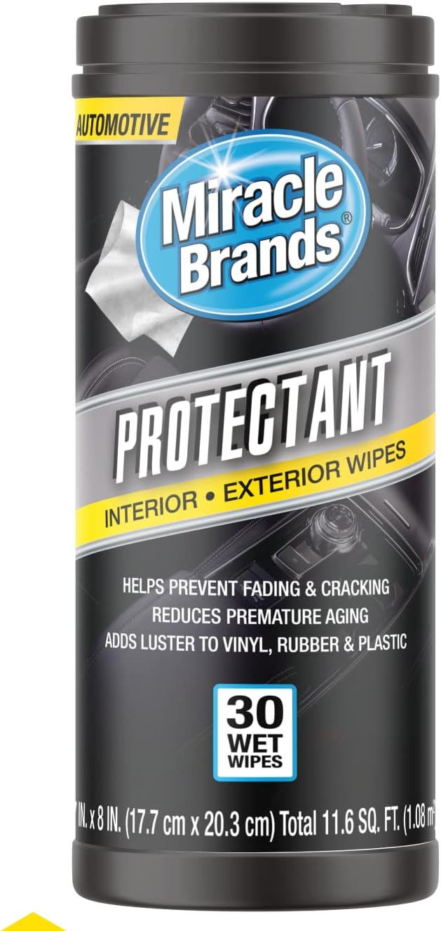 Miracle Brands Auto Protectant Wipes - 30 Count, Clean & Protect Auto Surfaces Including Finished Leather, Plastic, Vinyl and Rubber
