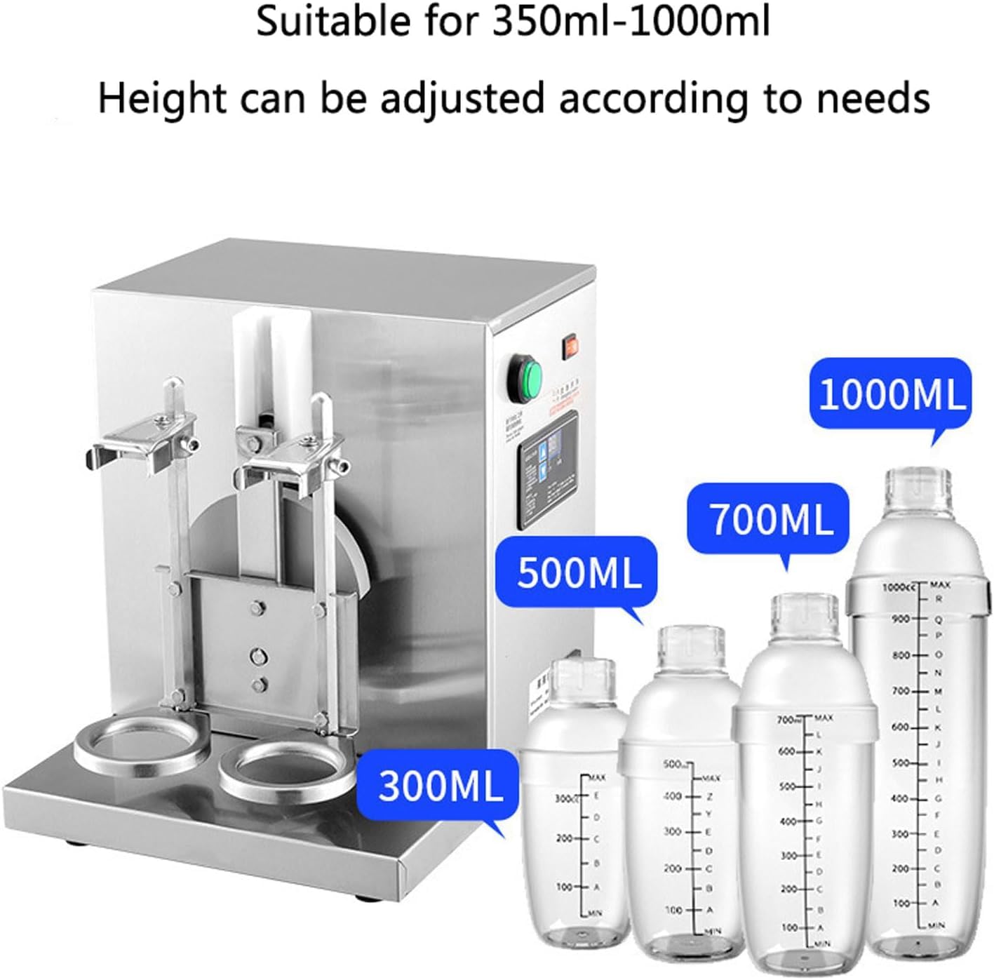 Professionelle Milchtee-Shaker-Maschine, Automatischer Doppelbecher Elektromixer, Edelstahl 120W Motor für Bubble Tea, Cocktails, Kaffee & Saft, 400 U/min, 1000ml