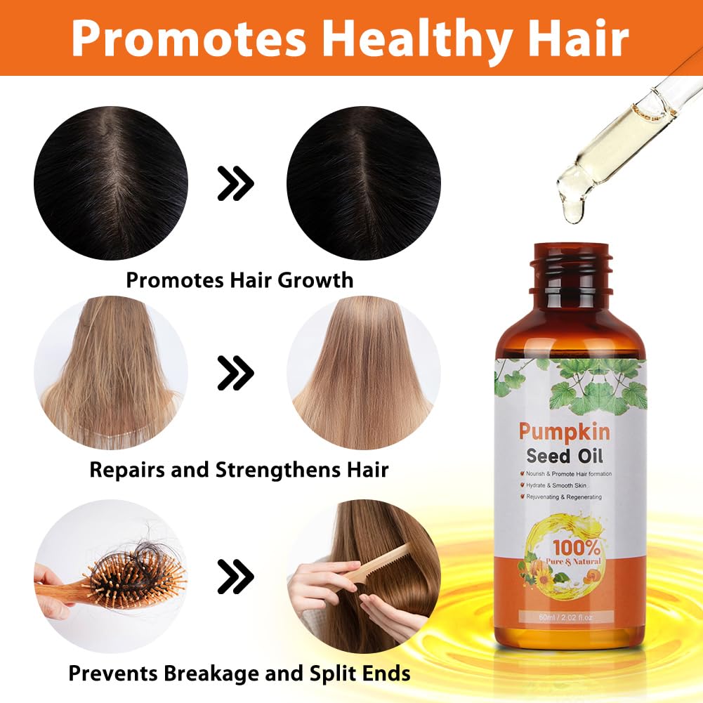 BUTBU Pumpkin Seed Oil for Hair Growth 100% Pure Natural Essential Oil for Eyebrow Eyelash and Skin Care Enhances Hair Thickness - Image 4