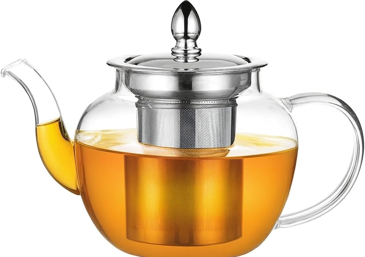 PluieSoleil Glass Teapot with Infuser, Tea Pot Strainer for Loose Tea Leaf, Large Teapot Set, Removable Mesh Filter