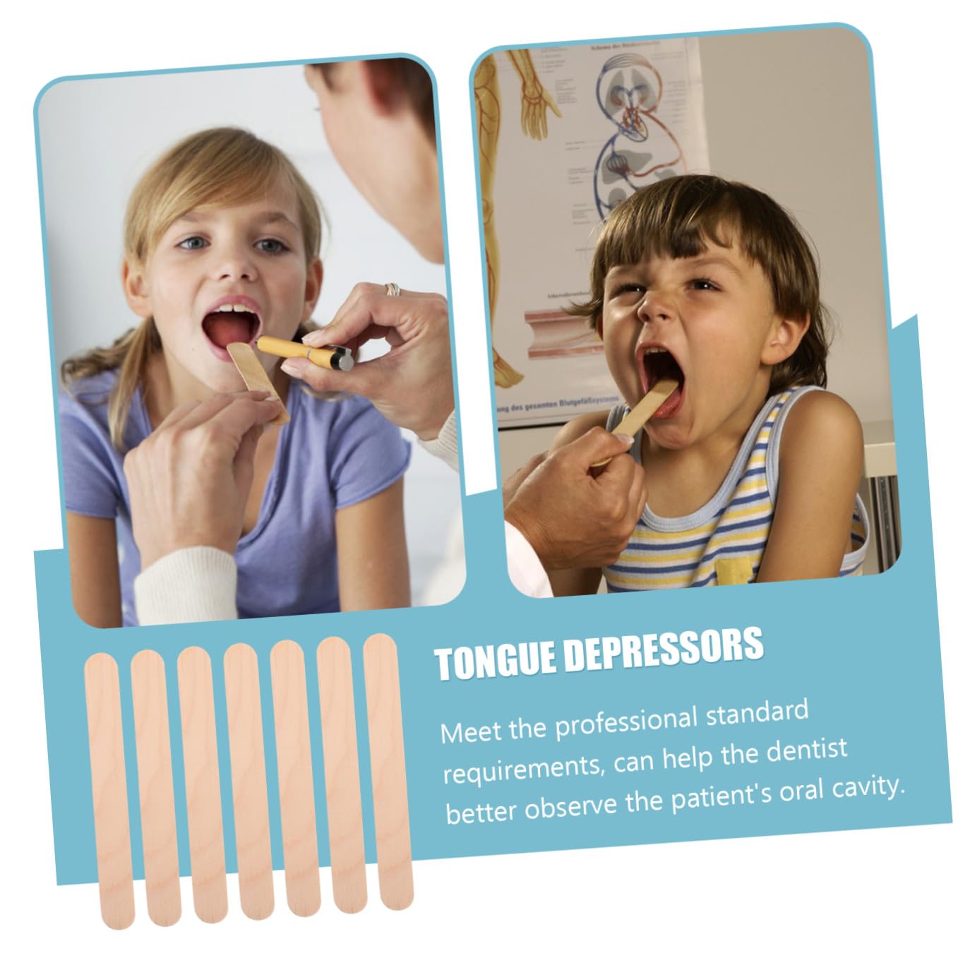 Zerodeko 20-Pack Natural Wood Tongue Depressors Disposable Wooden Spatulas for Oral Health Smooth and Clean Diagnostic Tools