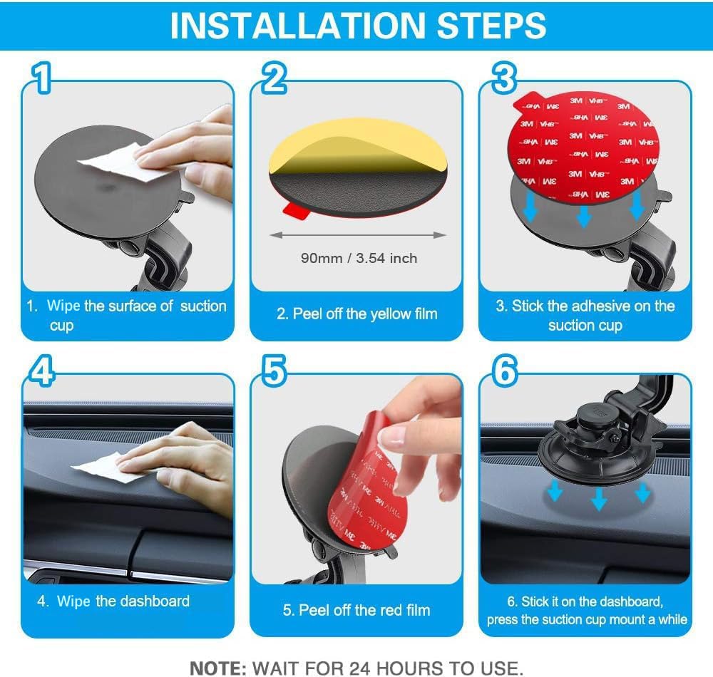 Supports Adhésifs Caméra Voiture - Lot De 2 Avec Ventouse 3M