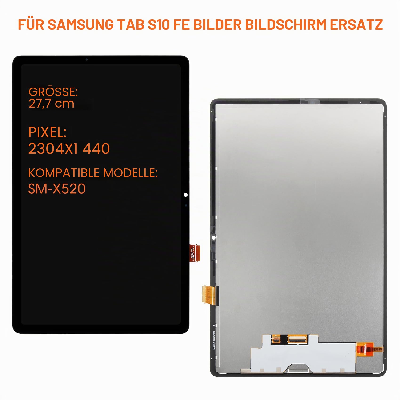 LCD Display für Samsung Tab S10 FE Ersatzbildschirm für Samsung Galaxy Tab S10 FE SM-X520 SM-X526B X526 11 Zoll LCD Display Digitalizer Touchscreen zusammengebaut mit Werkzeugen, Schwarz