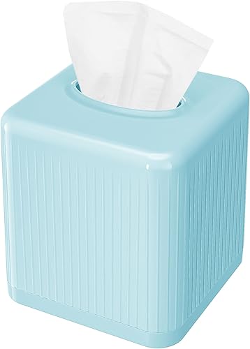 Livelab Cubierta y soporte para caja de pañuelos, dispensador de pañuelos decorativo cuadrado de plástico, estilo cubo moderno, para baño, sala de