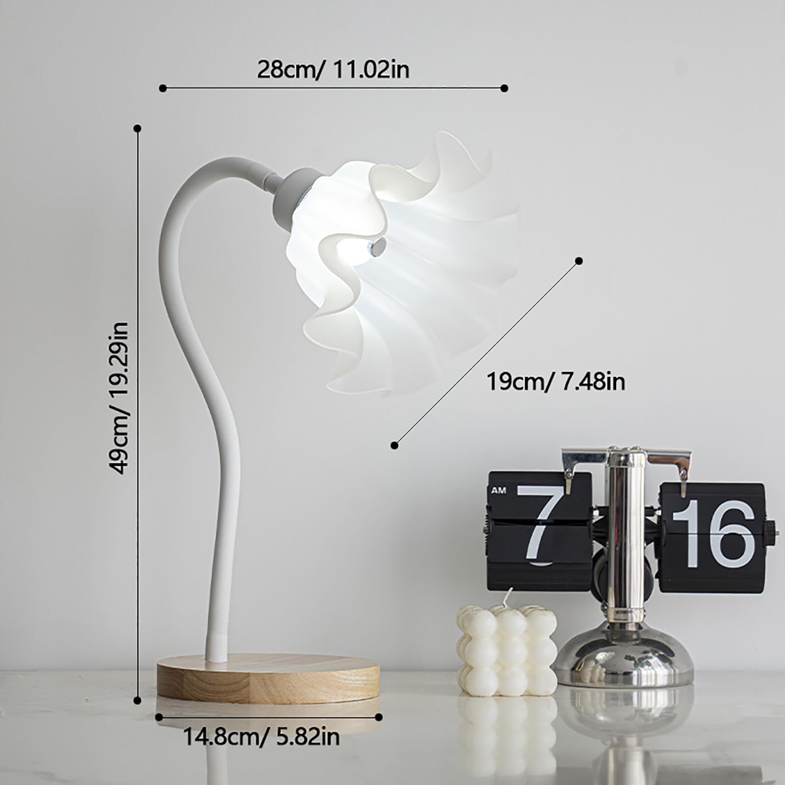 Blumen-Tischlampe, Schwanenhals, Maiglöckchen, Schreibtischlampe mit stufenlosem Dimmen, biegbar, Blumenlampe, augenschonendes Nachttischlicht, LED-Leselampe für Schlafzimmer, Lesen, Büro,