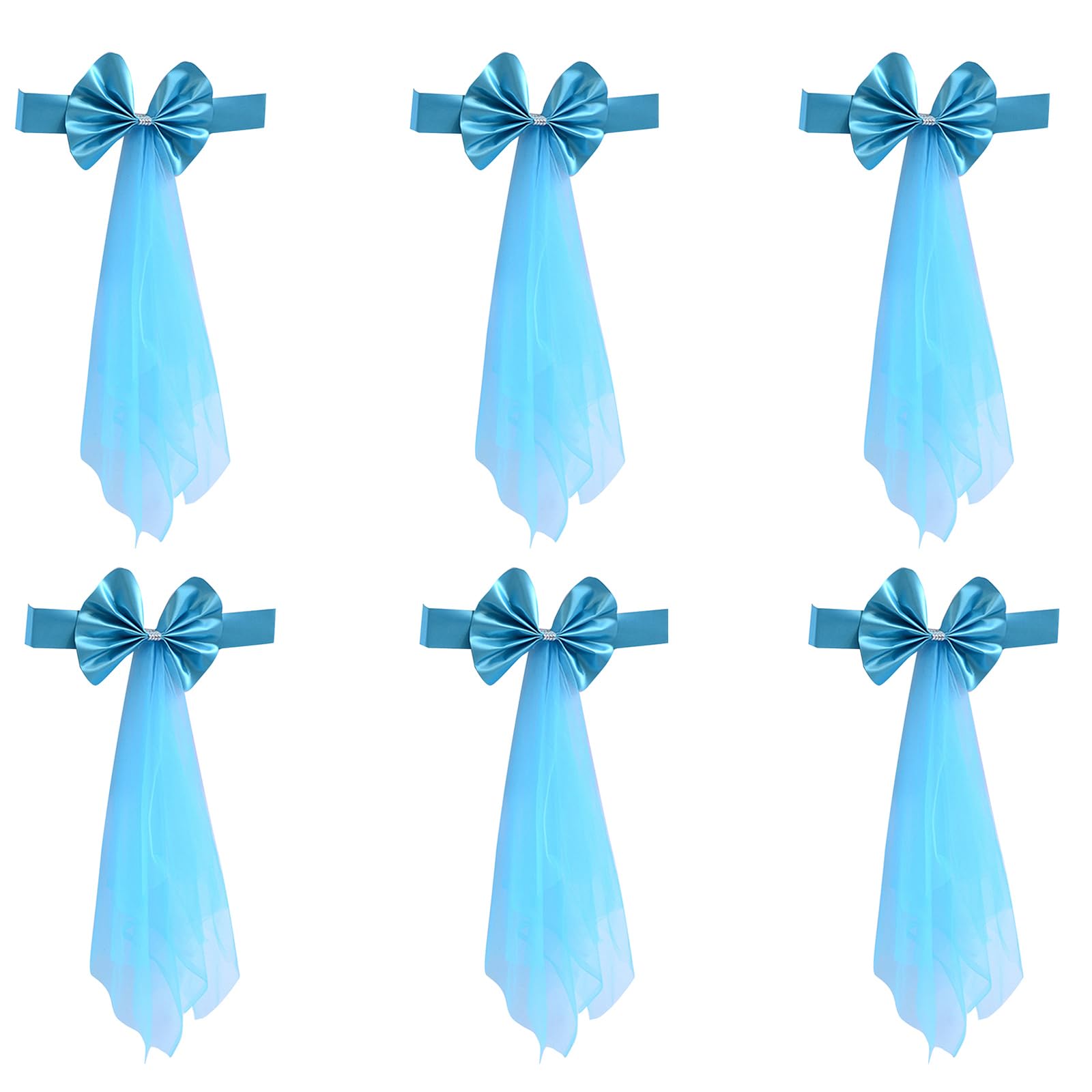Hsioluted 6pcs Elastic Chair Ties Spandex Chair Sashes Bows Stretchable Sashes Bows for Reception and Ceremony Decorations