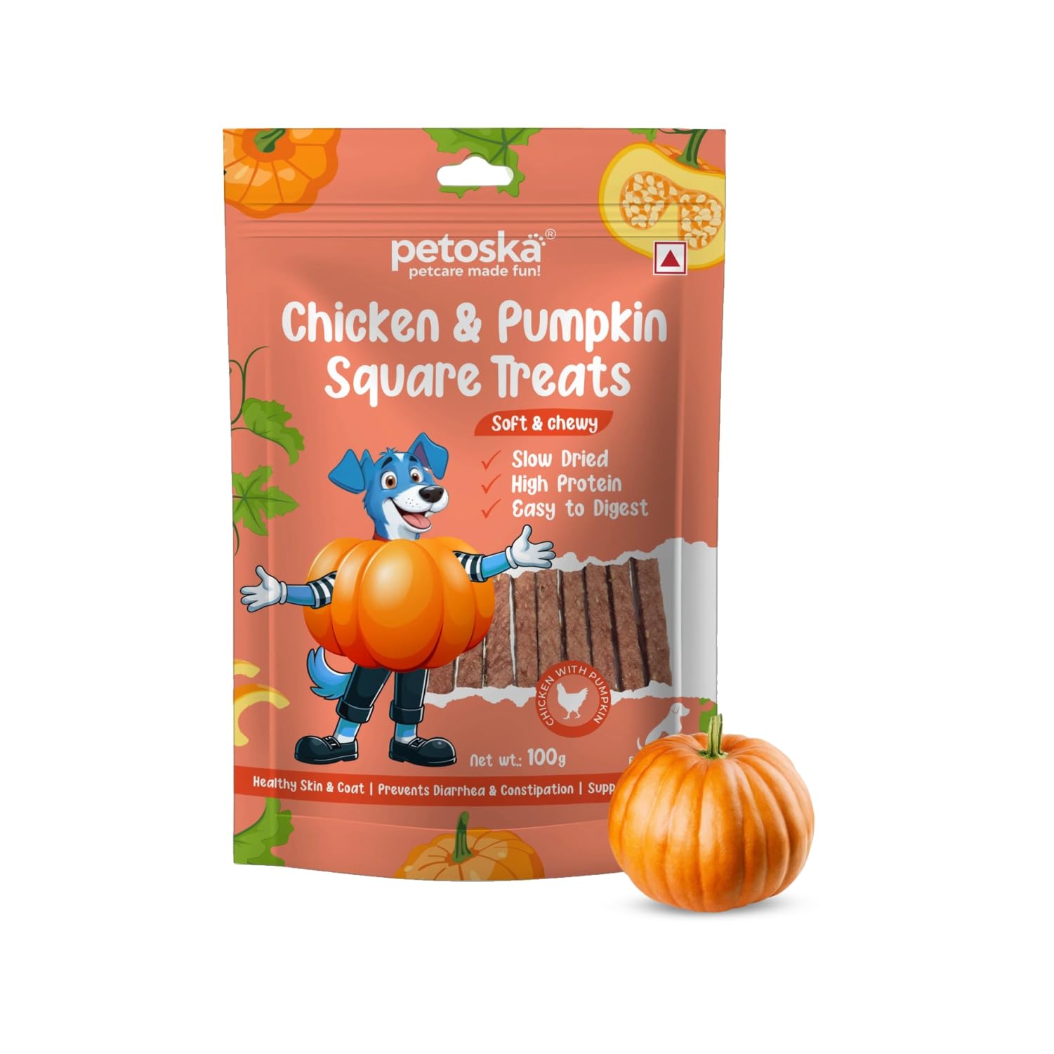 Chicken & Pumpkin Square Sticks – 100gms | Healthy & Tasty Dog Chews | Real Chicken & Pumpkin | Supports Digestion & Immunity | Dogs of All Breeds-image-22