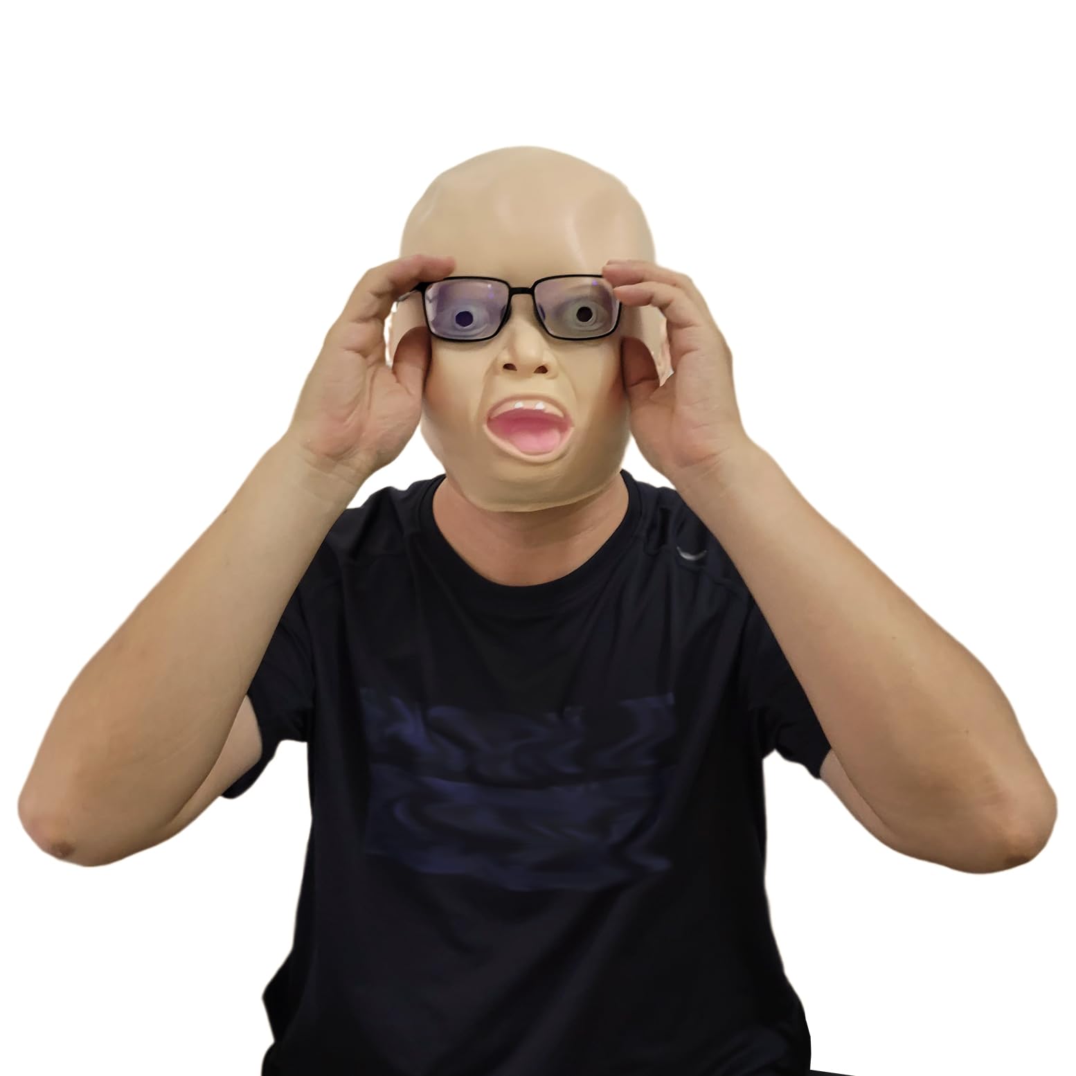 Young Wolf Costume Thick Smiling face Mask Full Head for Adults Latex Smile Mask Halloween Cosplay Party