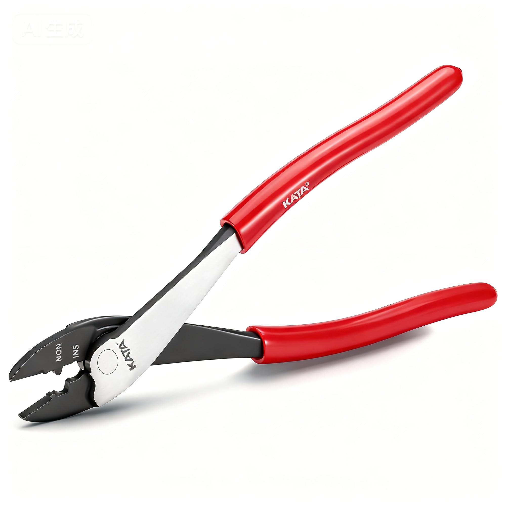 9.5" Wire Crimper/Cutter Tool, Electrician's Terminal Crimping/Cutting Pliers for 10-22 AWG Insulated and Non-Insulated Connections, Thick Non-slip Dip-Grip Handle for Electrical, Automotive