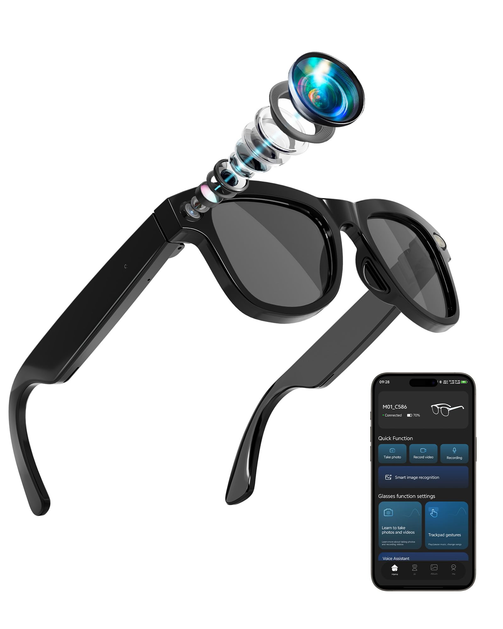 4-in-1 AI Smart Glasses 800W HD Camera Glasses 1080P Video Recording Glasses Built-in ChatGPT AI Voice Assistant AI