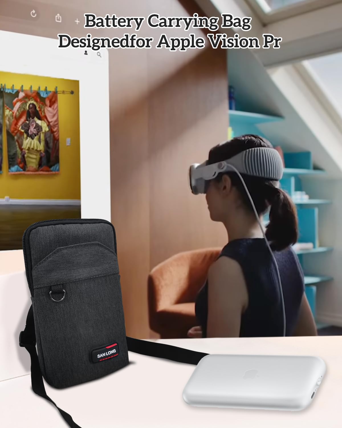 TanReginal Battery Bag for Apple Vision Pro, Convenient and Hassle-Free Bag for Apple Vision Pro's Battery, Portable Bag with Optimal Size, Practical Design also for Phones and Other Essentials