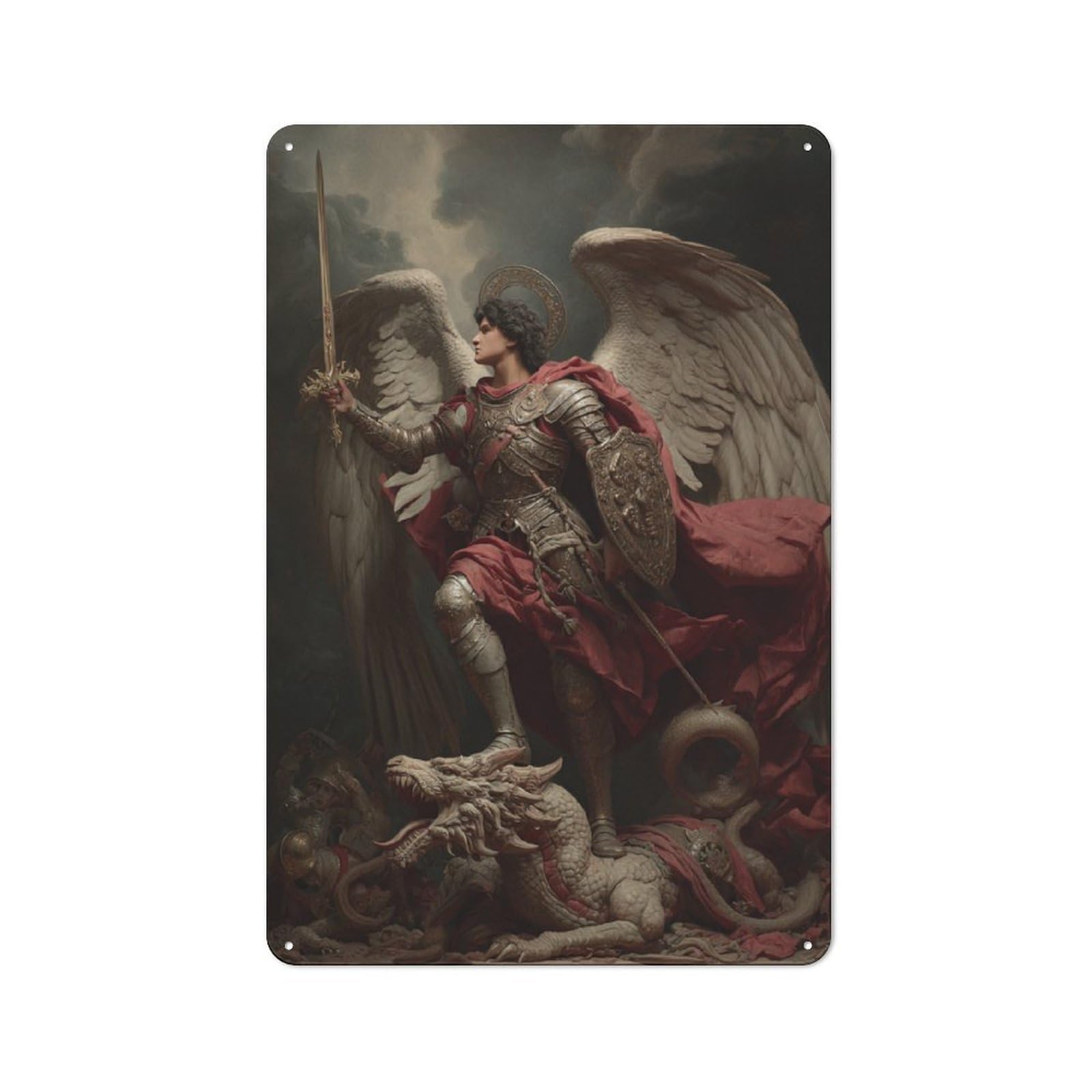 Junmoney Angel Of Justice Retro Metal Plaque 30X20cm For Lounge Or Reading Corner, Winter Wall Decor For Reading Corner Decorators