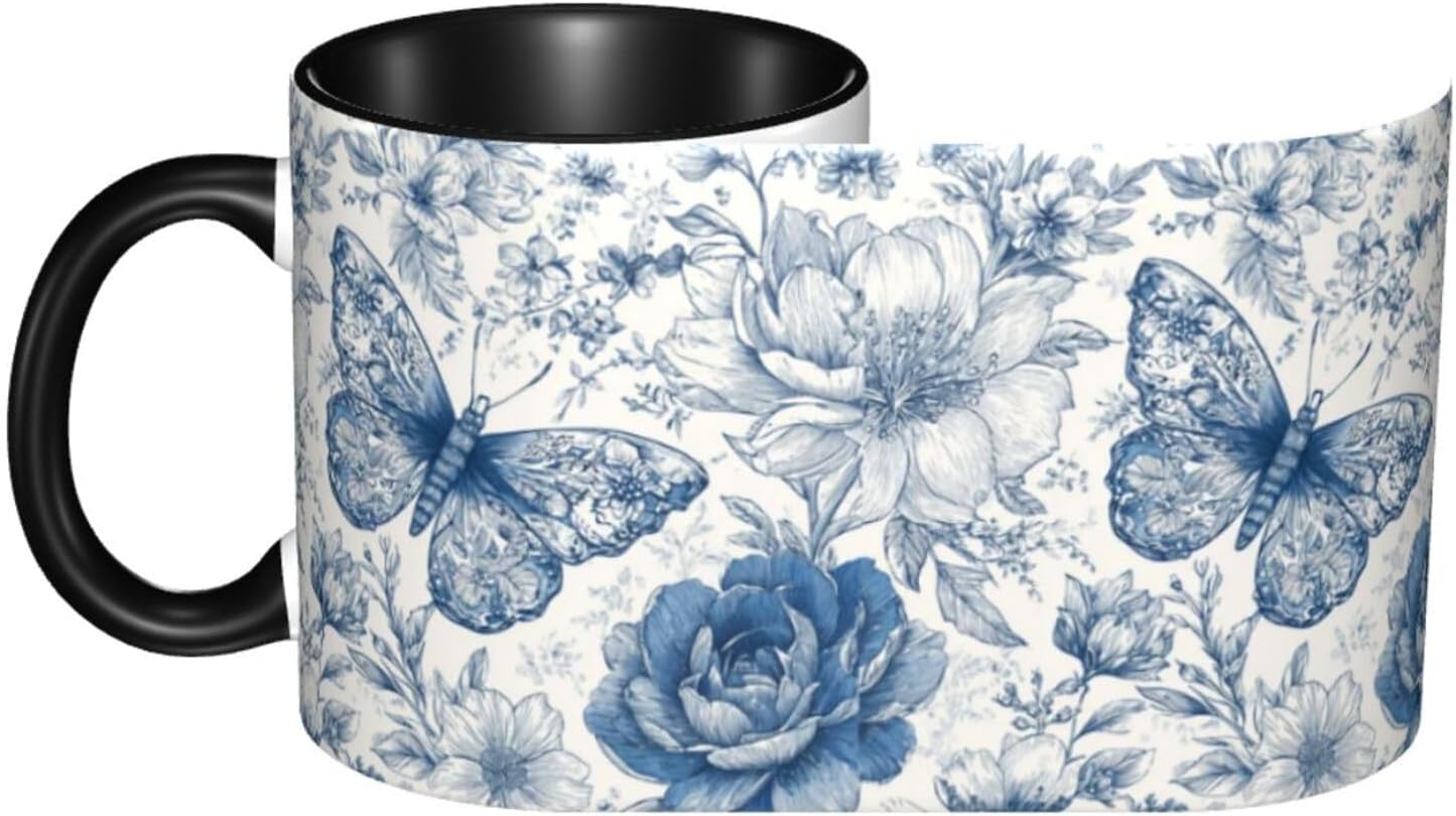 Butterfly 11oz Funny Coffee Mug Cute Tea Cup for Women Ceramic Mug Microwave Safe with Handle image 3