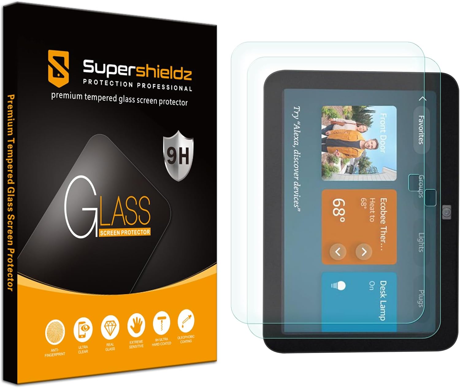 Supershieldz (2 Pack) Designed for Echo Show 8 (3rd Generation, 2023 Released) Tempered Glass Screen Protector, Anti Scratch, Bubble Free