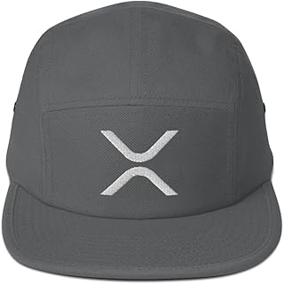 Ripple XRP Cryptocurrency Logo Hat (Embroidered 5 Panel Camper Cap) Charcoal Gray