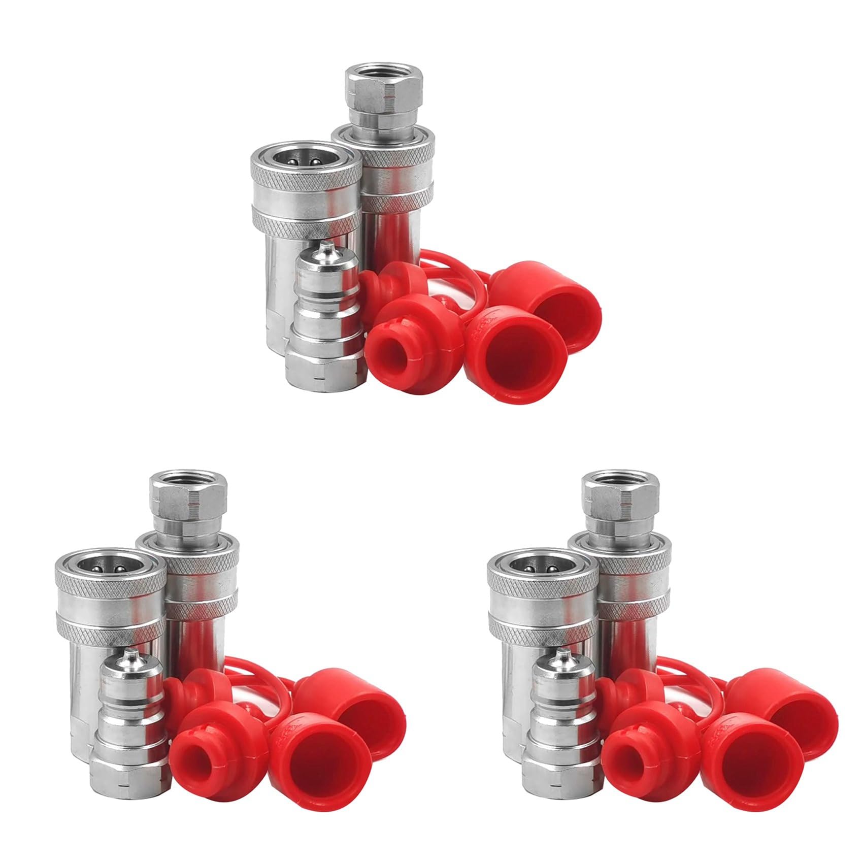 3 Conjunto de Acoplador HidráUlico de DesconexióN RáPida con Rosca NPT de 3/8 Pulgadas ISO7241-1A con Tapa Antipolvo