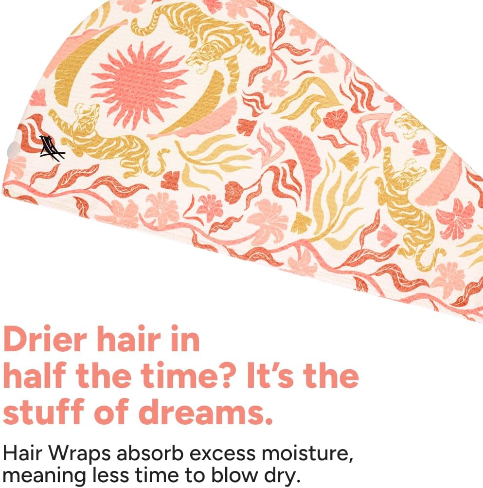 Dock & Bay Turban Hair Towel - for Home & The Beach - Super Absorbent, Quick Dry - Tiger Palm