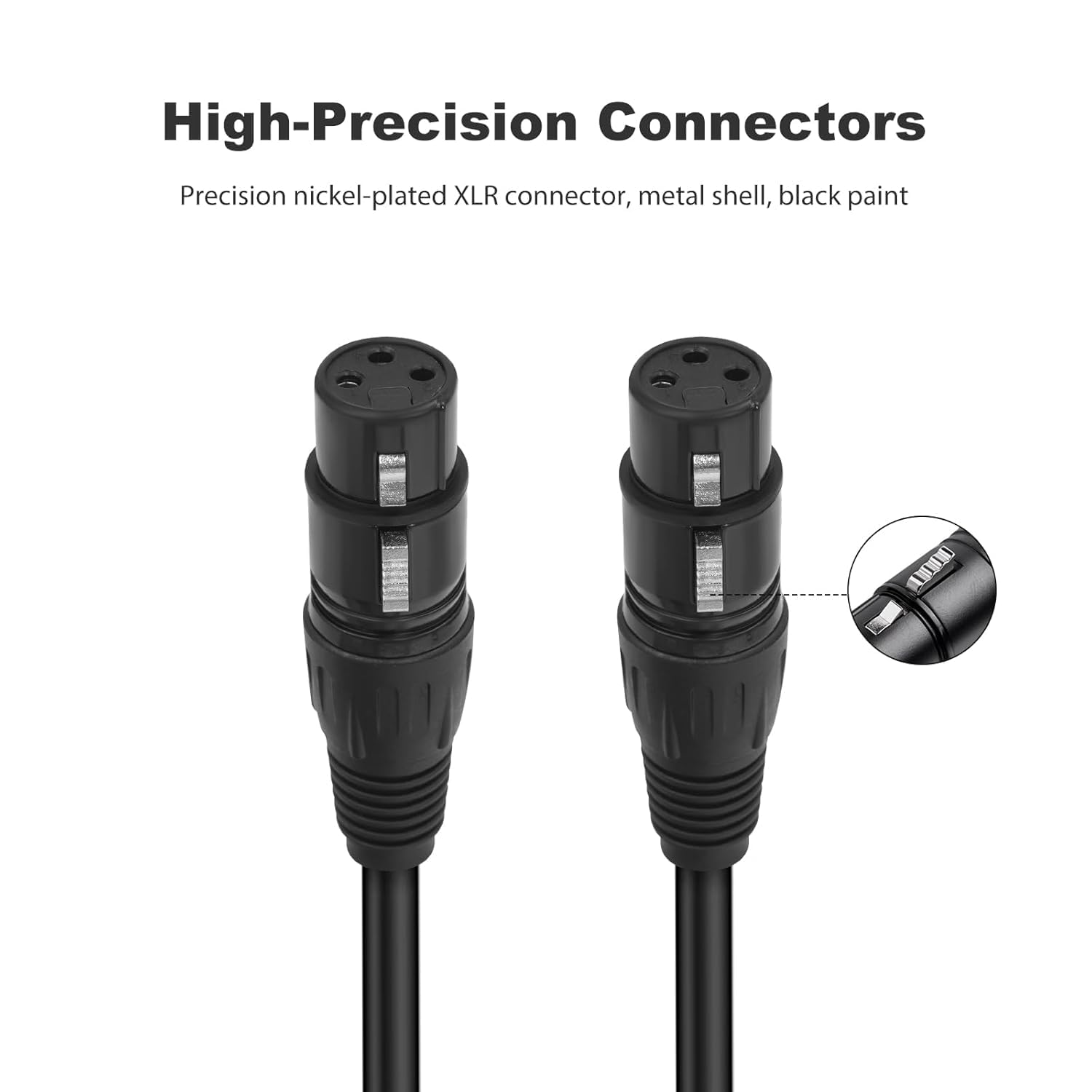 Confezione da 2 cavi audio professionali bilanciati da XLR femmina a femmina, 10 m, con connettori placcati in oro e rame privo di ossigeno, per sistemi di studio, palcoscenico, PA