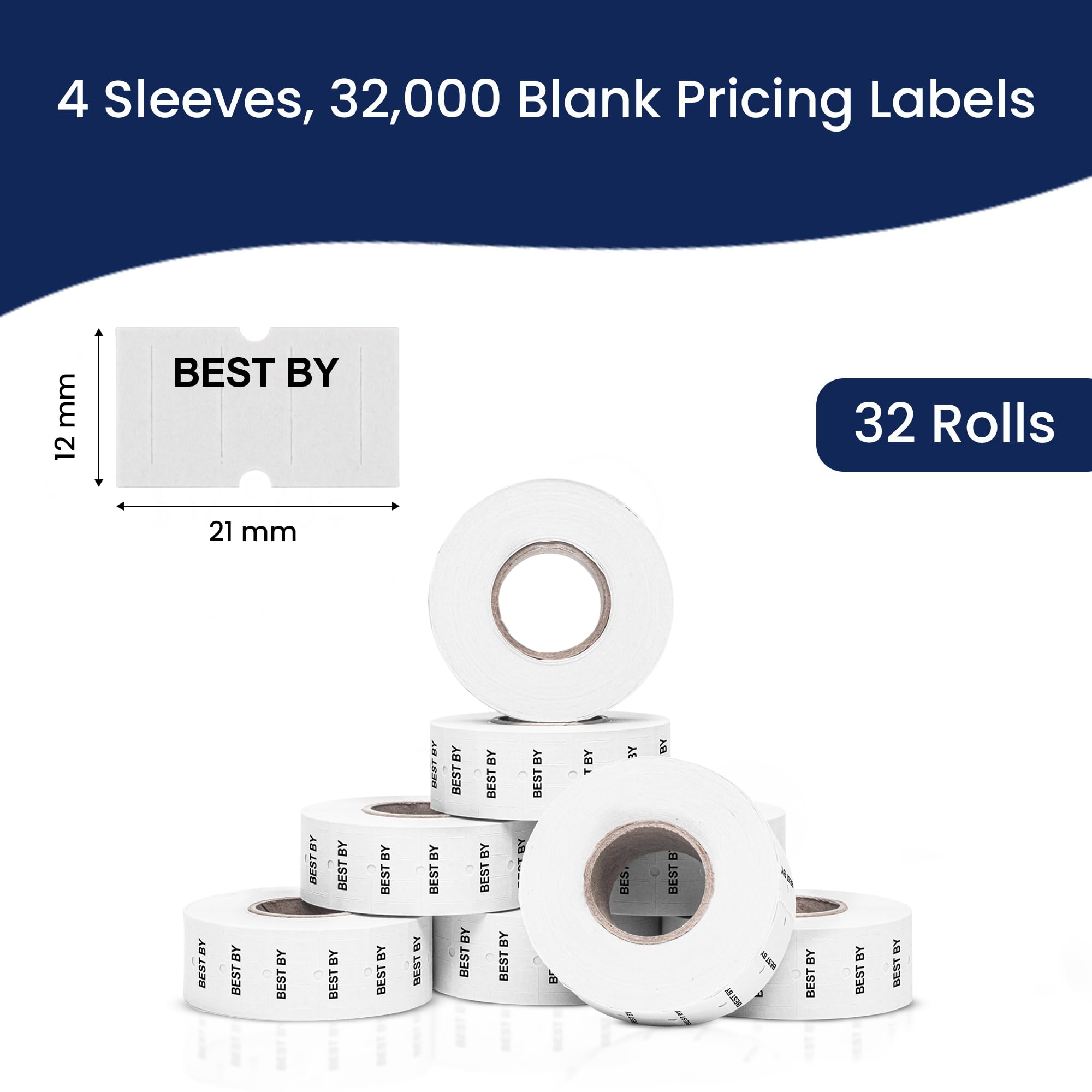 Nero su bianco migliore di prezzi etichette per Perco 1 Line Labeler Gun – 4 Manica, 32,000 – etichette con bonus Ink Rolls
