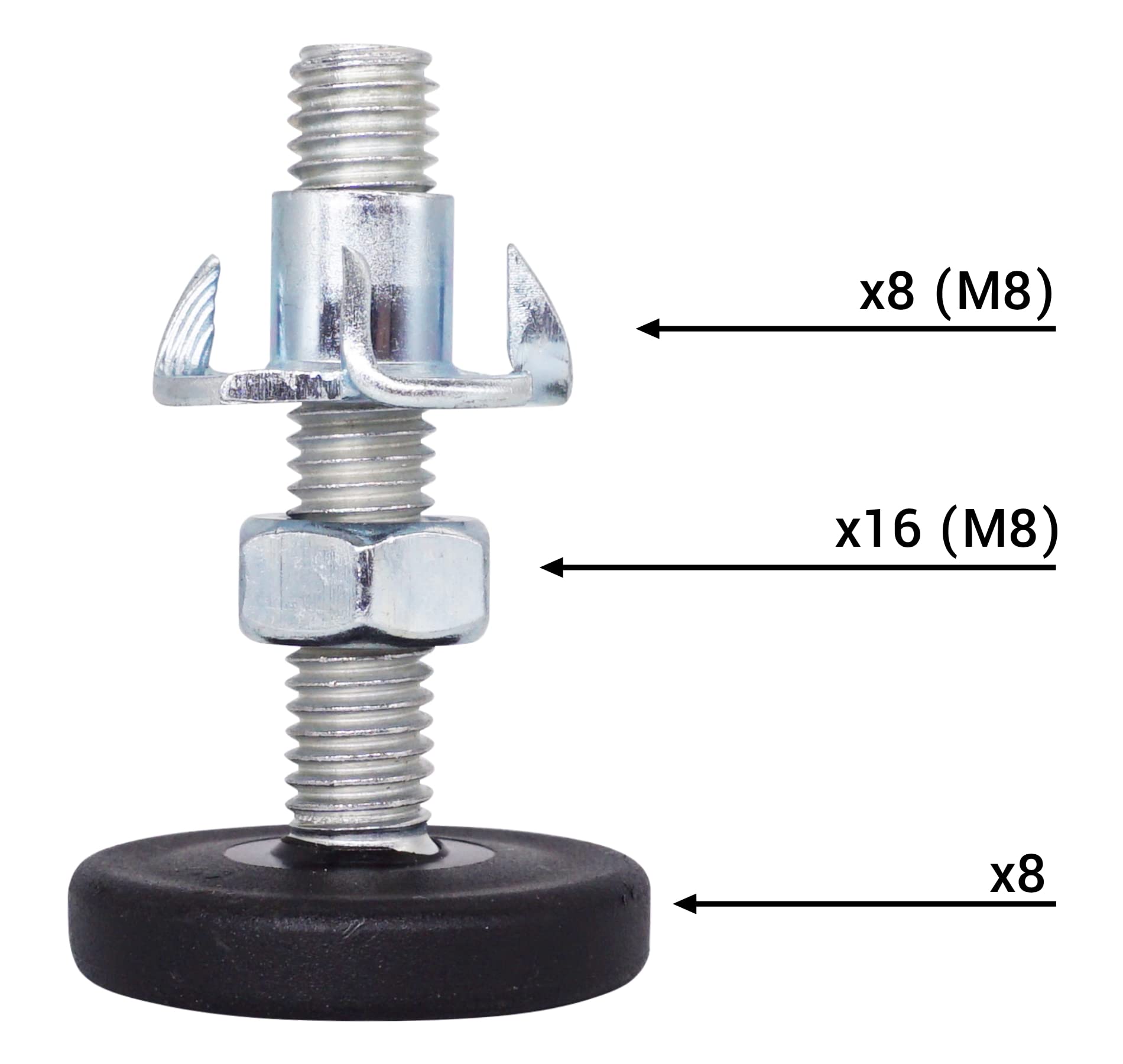 8 Piedini Regolabili M8x30 Per Mobili - Base Antiscivolo Con Dadi A T, Ideali Per Macchinari - Foto 6