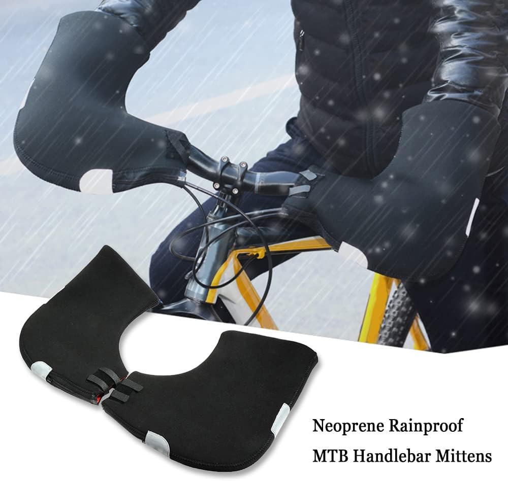 Docooler Cycling Motorcycle Handlebar Mittens 6mm Neoprene Rainproof Winter Motor Bar End Mitts Gloves Hands Covers with Reflective Strips for Mountain Bike Cycling