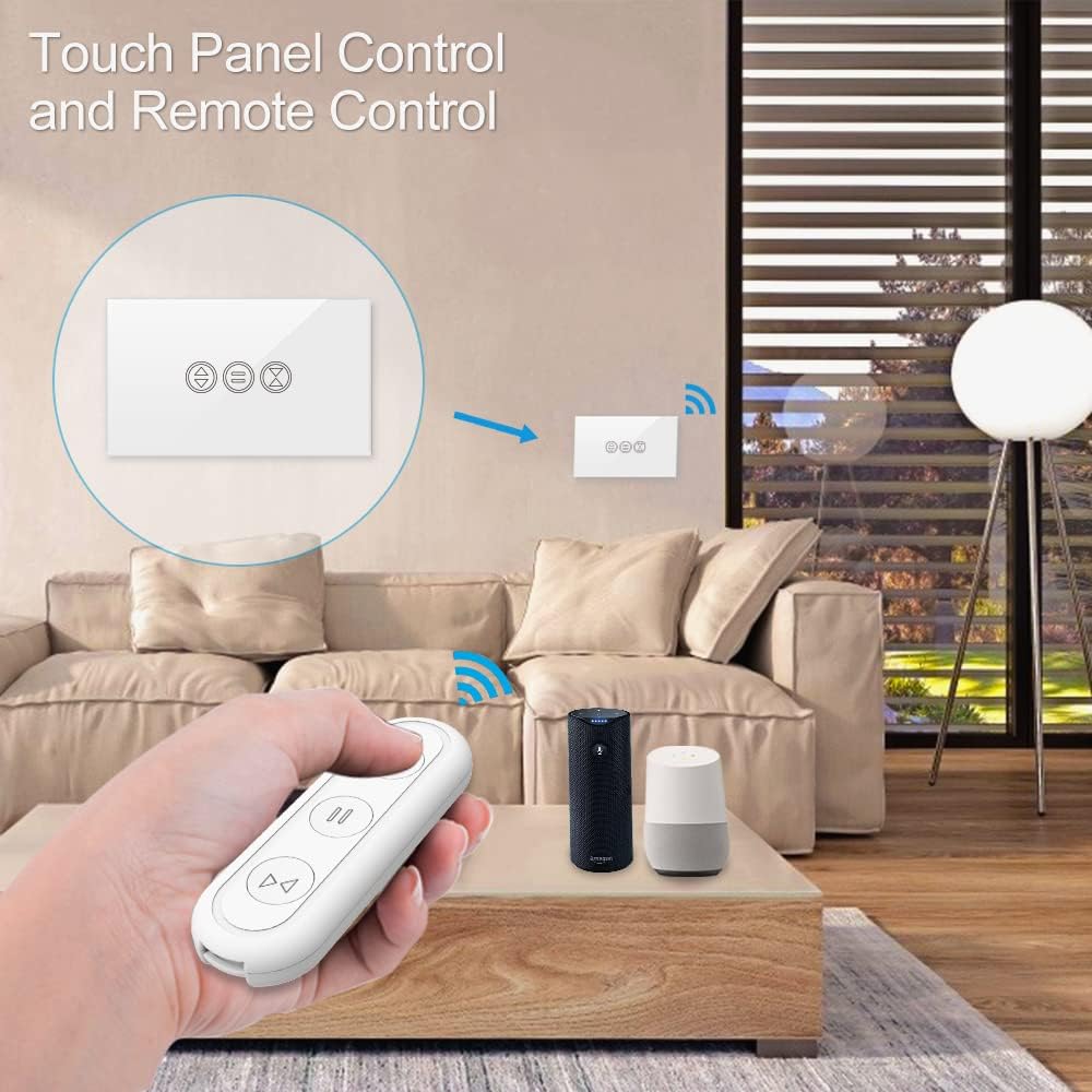 ZMIN Tuya Smart App Curtain Switch with Remote - Electric Roller Shutter Window Blinds Voice Control 1 Remote 2 switches